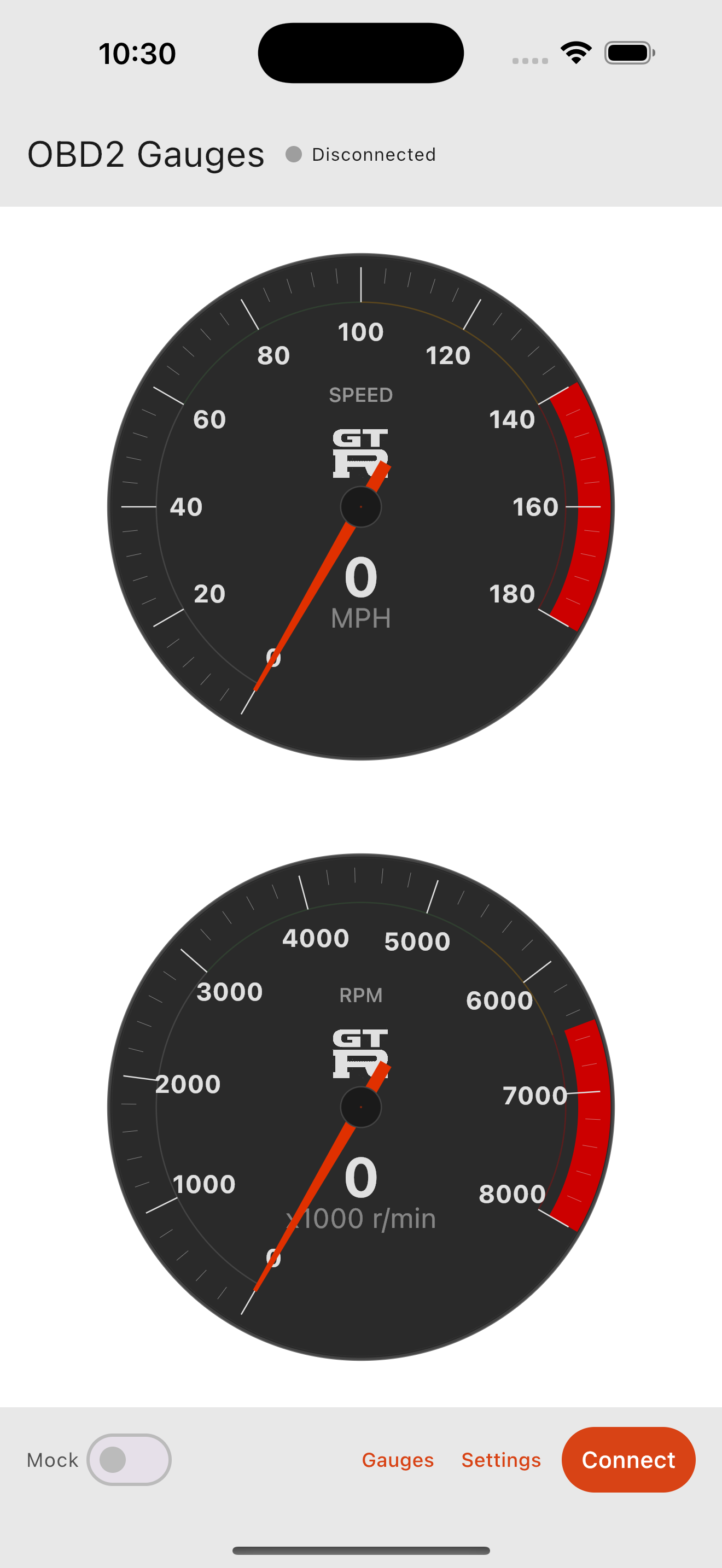OBD2 Gauges on iPhone